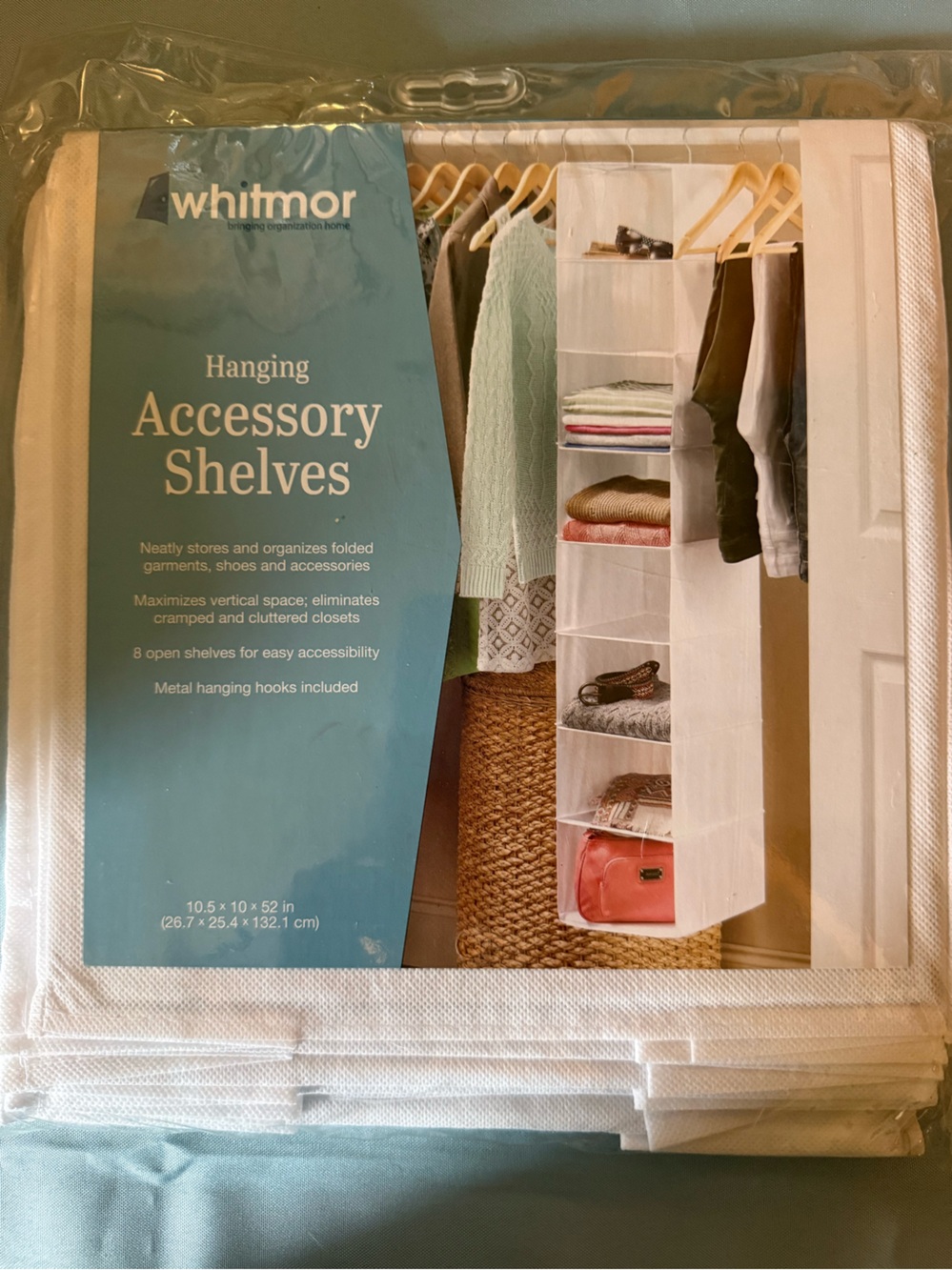 WHIT White Hanging Closet Accessory Shelves Organizer - 8 Compartments